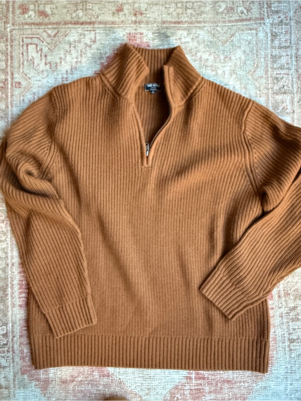 Todd Snyder Men’s Half-Zip Ribbed Sweater — Chestnut